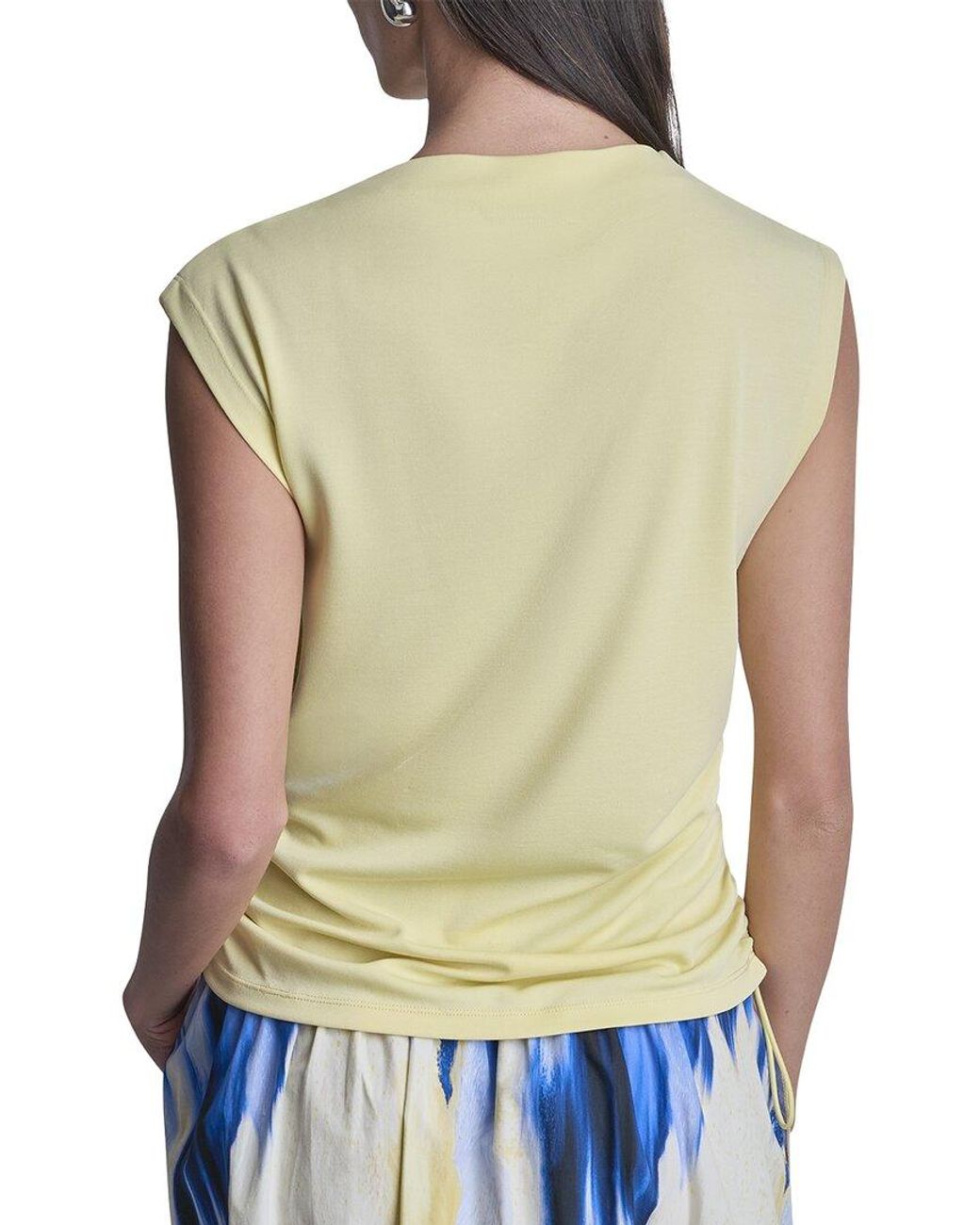 DKNY Green Side Ruch Pique Top
