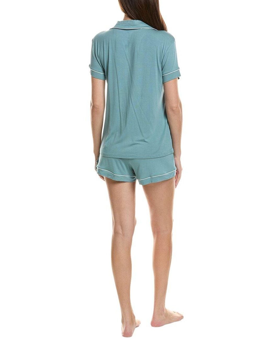 THREAD & STITCH Blue 2pc Notch Collar Top & Short Pj Set