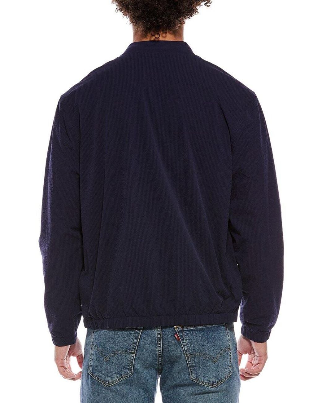 Scotch & Soda Blue Seersucker Zip Jacket for men