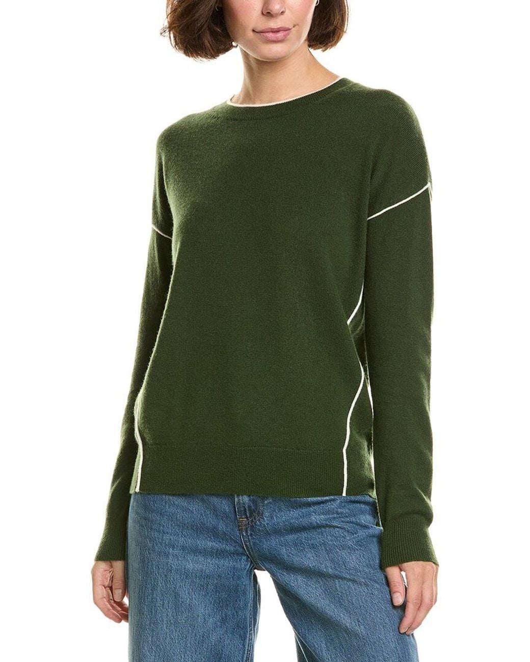 InCashmere Green Seam Detail Wool & Cashmere-Blend Pullover