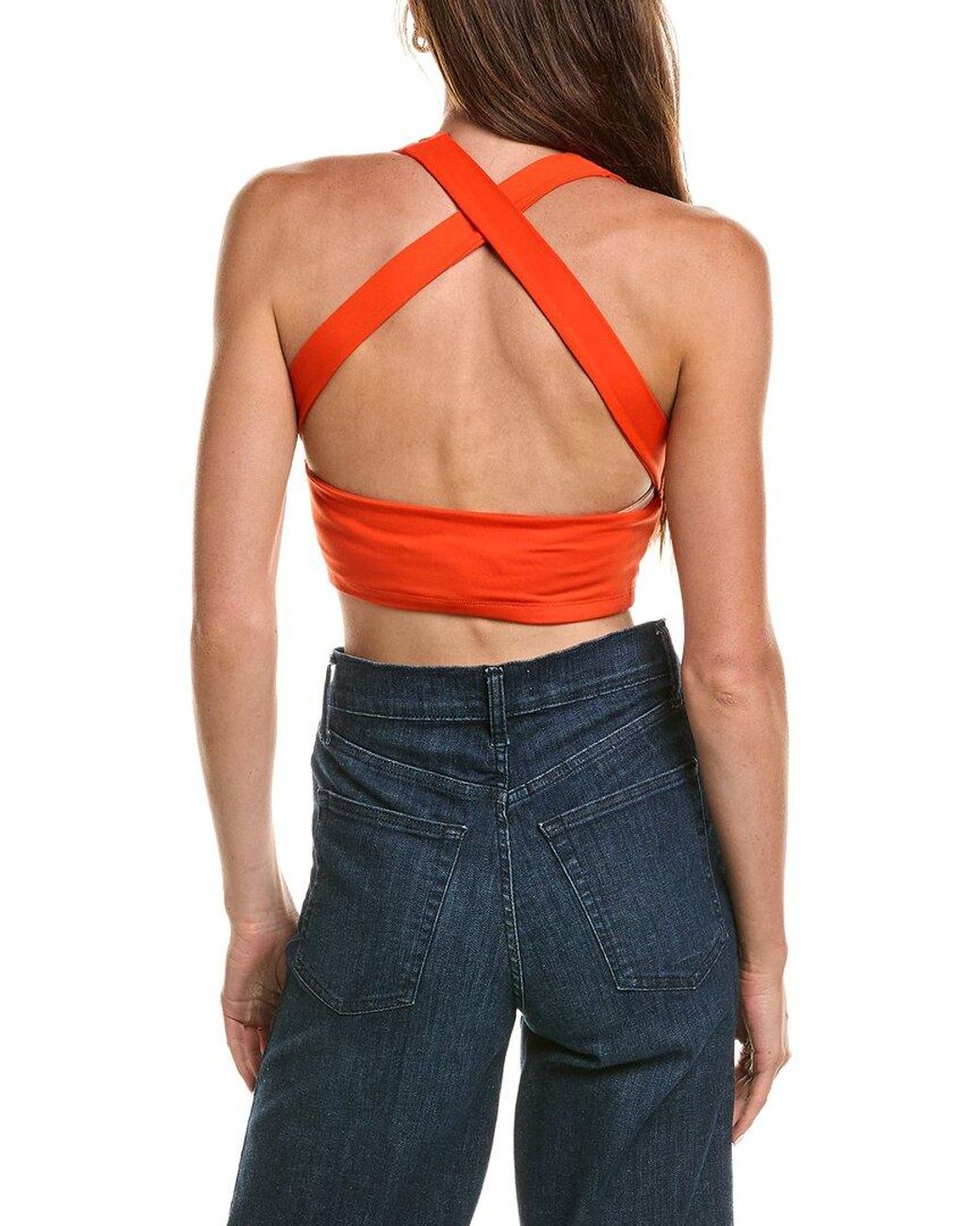 Susana Monaco Orange Deep V Cross Back Tank