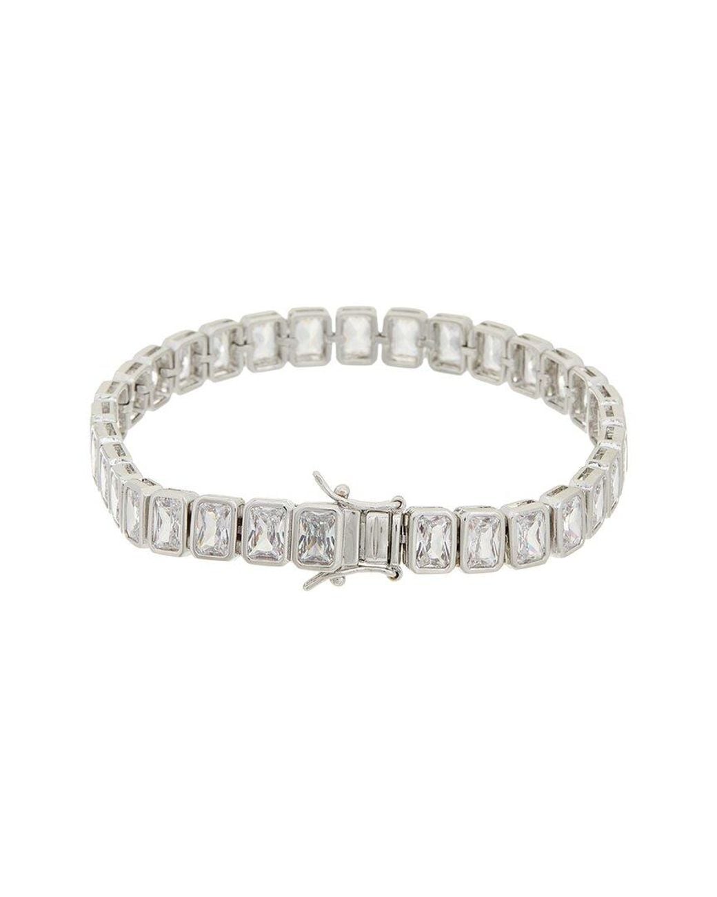 Sterling Forever White Rhodium Plated Cz Roxie Bezel Tennis Bracelet