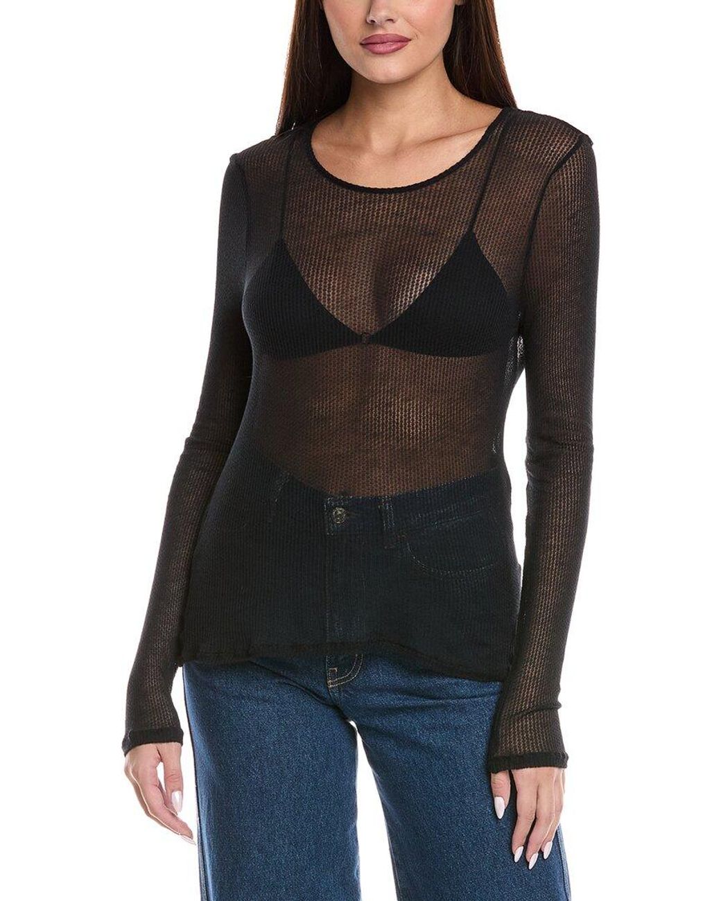 Majestic Filatures Black Cashmere-Blend Top