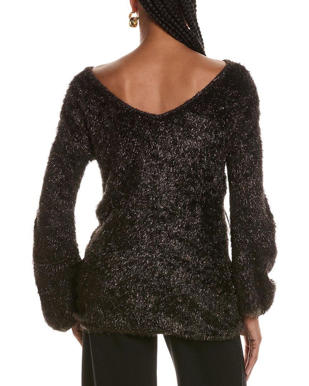 Diane von Furstenberg Black Serina Eyelash Tinsel Sweater