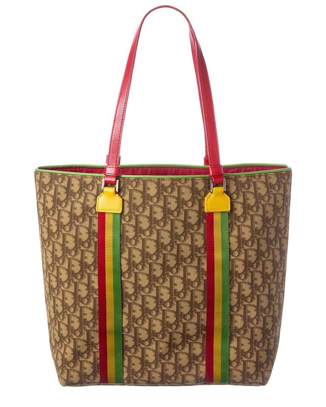 Dior Multicolor Trotter Canvas Rasta Tote (Authentic Pre-Loved)