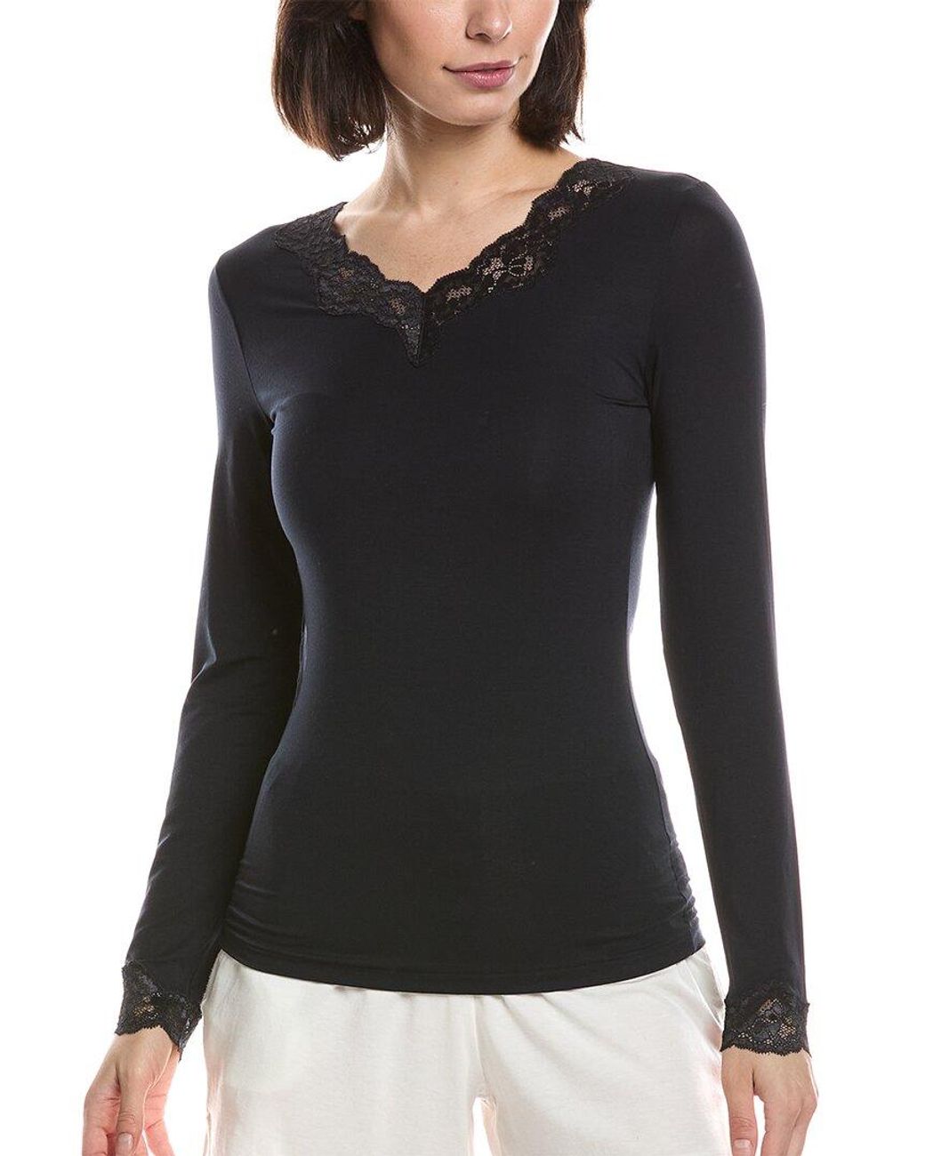 Hanro Black Dana V-Neck Top