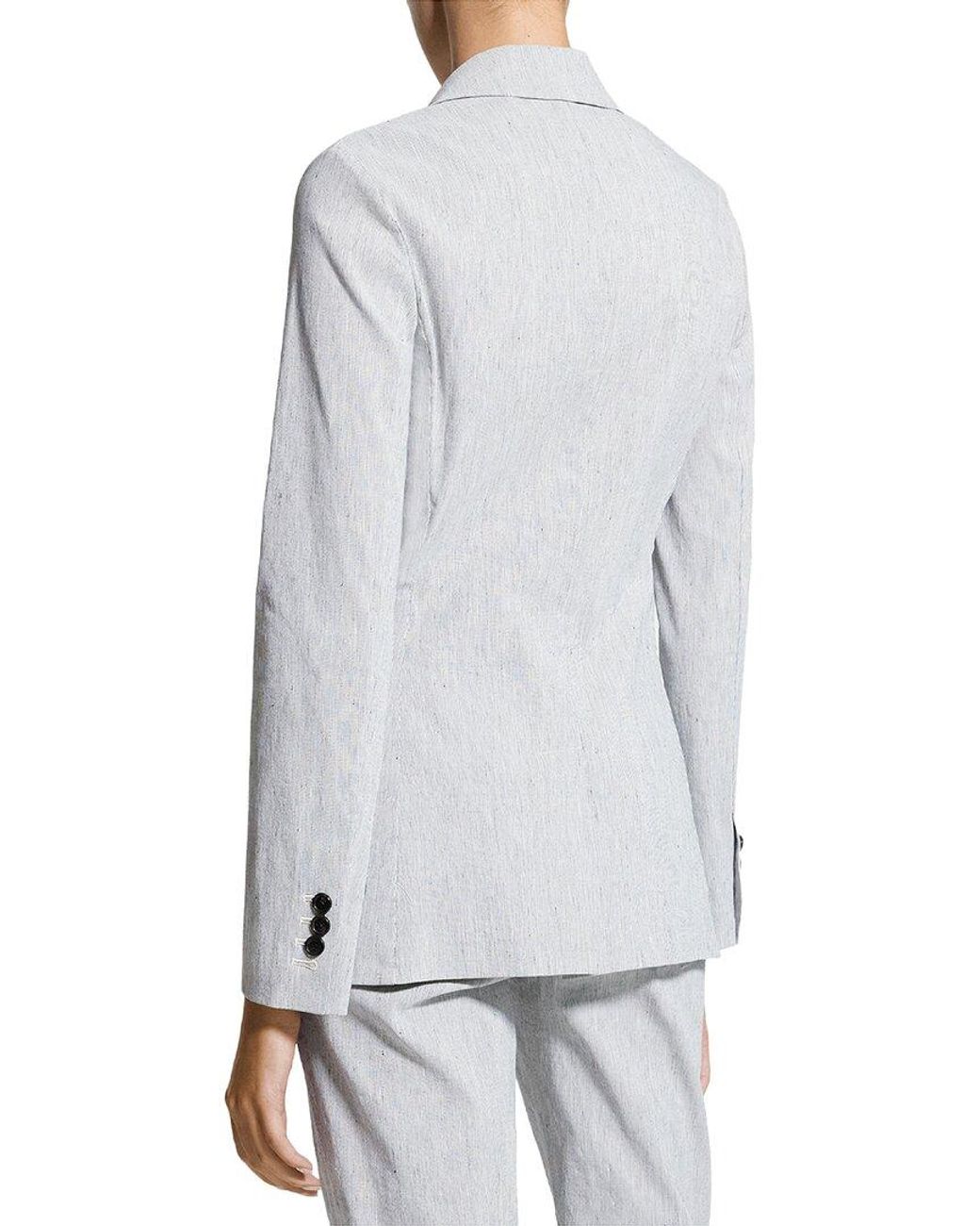 Theory Gray Staple Linen-Blend Blazer