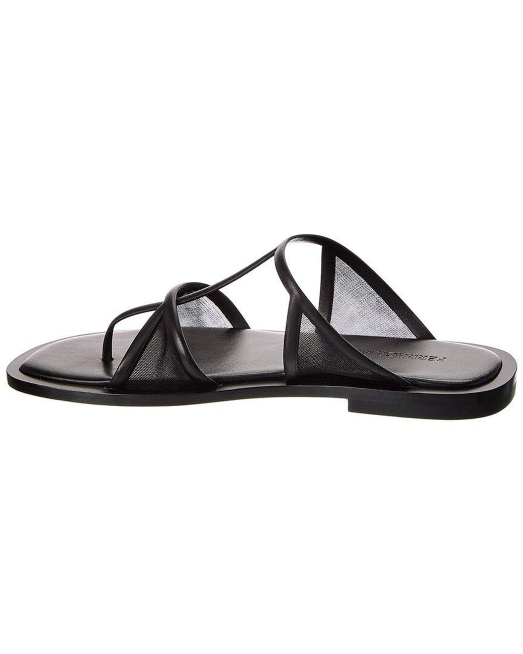 Ferragamo Black Gioventu Leather & Mesh Sandal for men