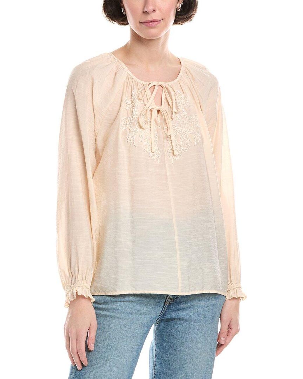 Sam Edelman White Kelsie Beaded Blouse