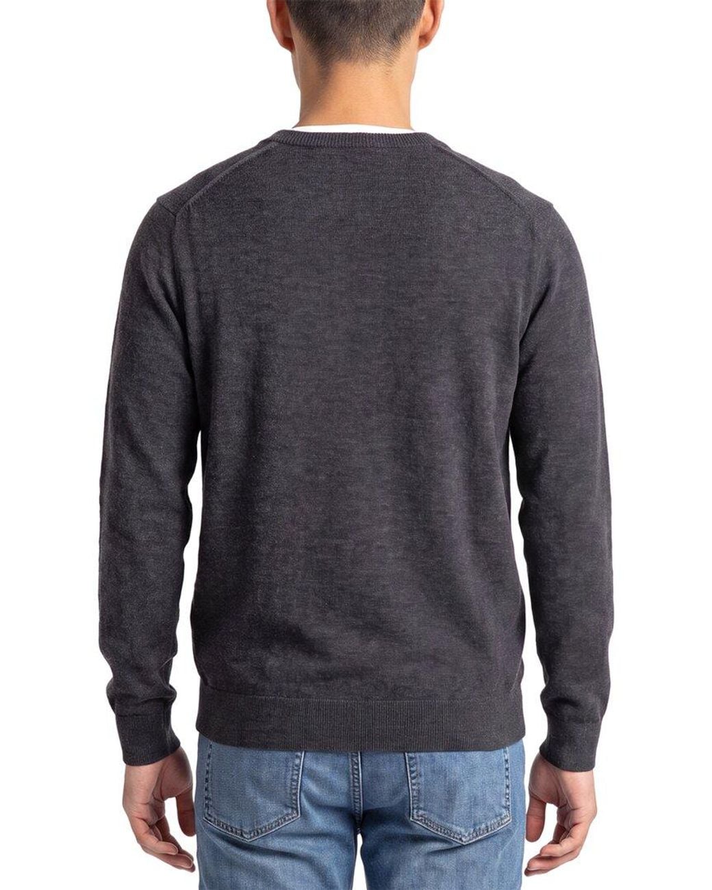 Forte Gray Cashmere 100% Cashmere V-Neck 100% Cashmere Sweater for men