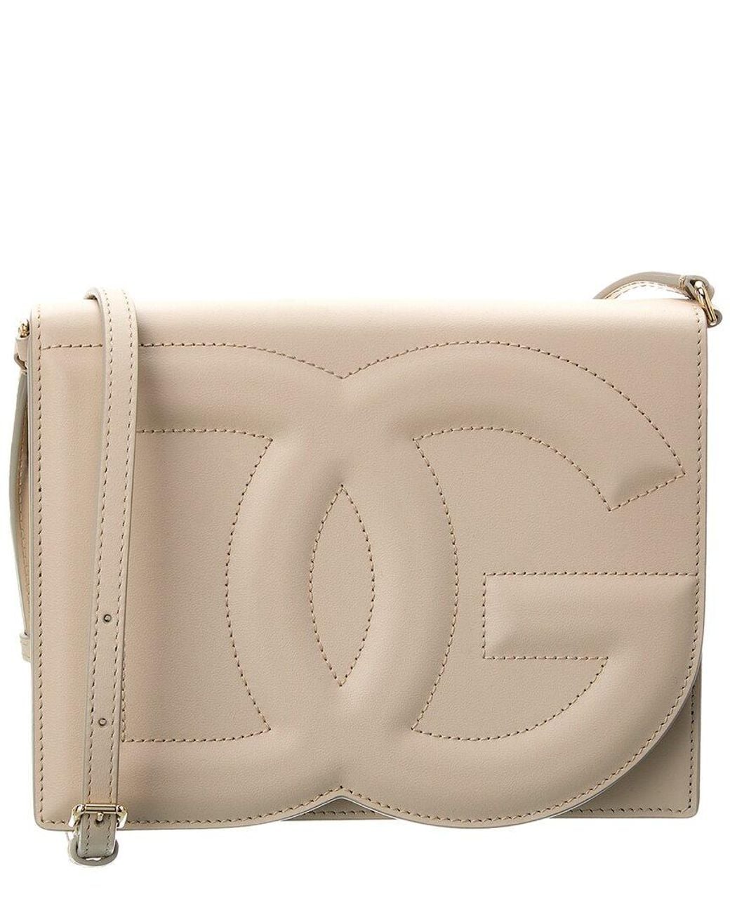 Dolce & Gabbana Natural Logo Leather Shoulder Bag