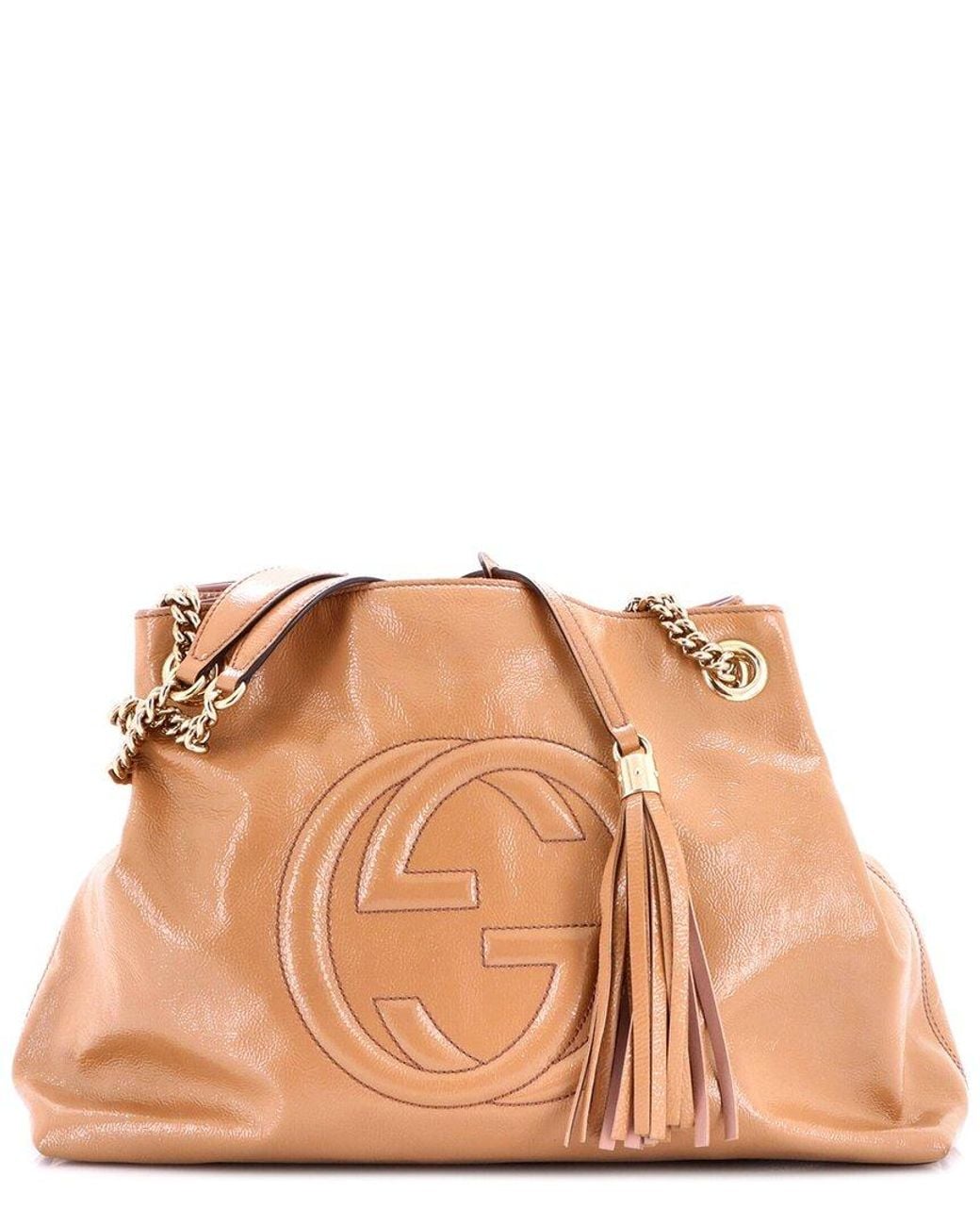 Gucci Brown Patent Leather Soho Chain Strap Shoulder Bag Medium (Authentic Pre-Loved)