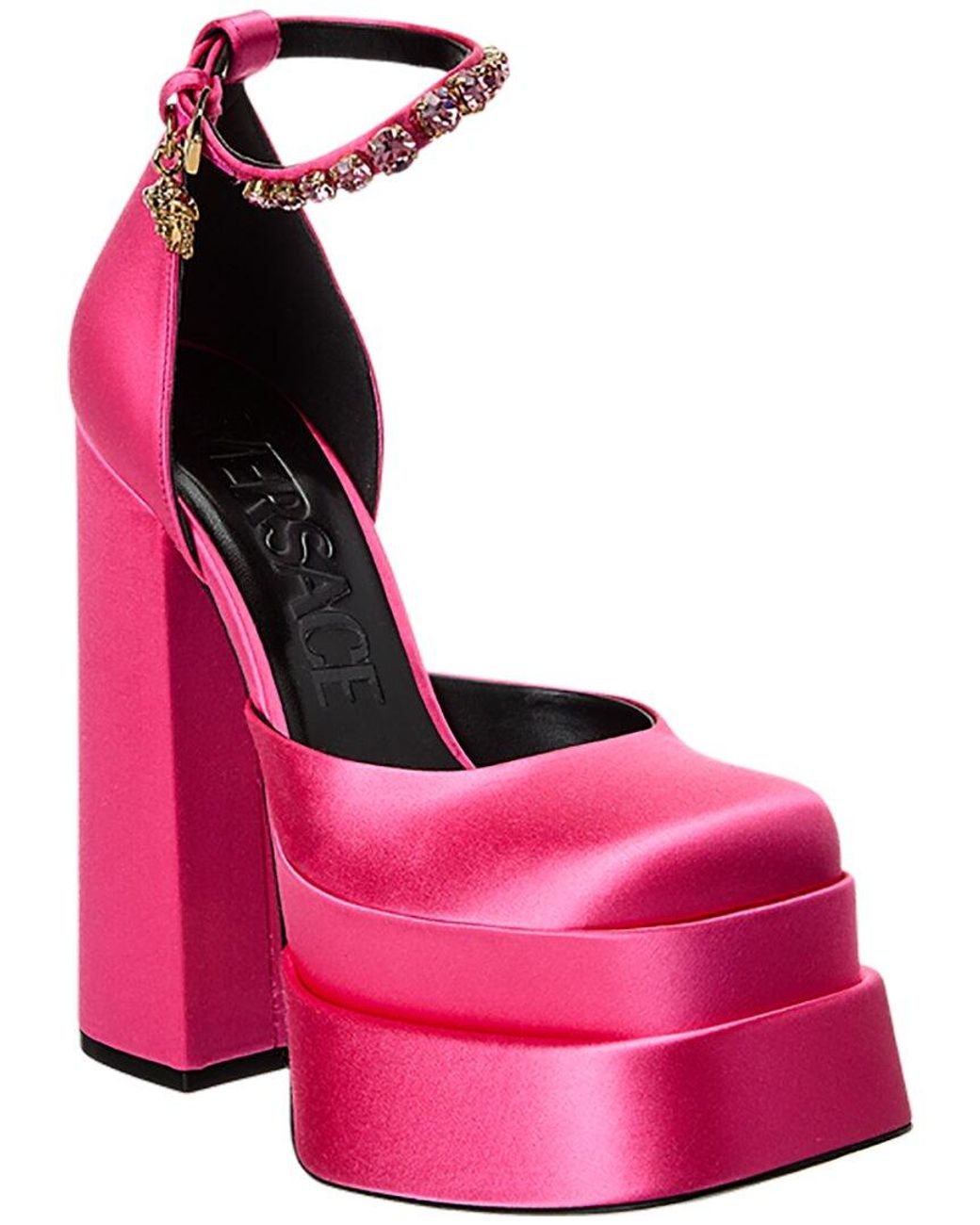 Versace Medusa Satin Platform Pump in Pink Lyst
