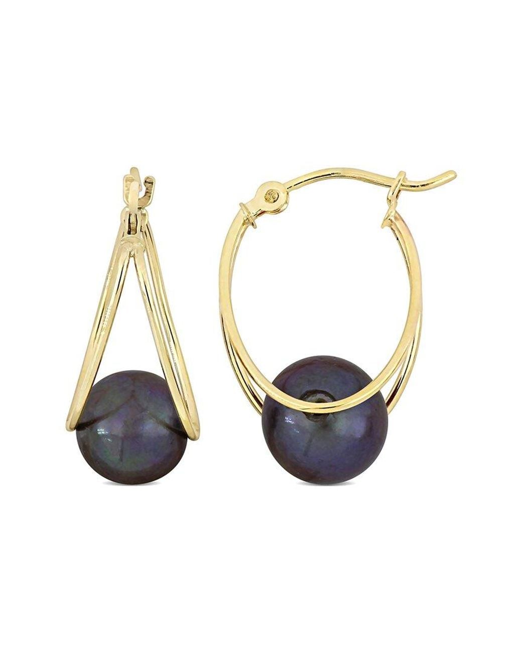 Rina Limor White 10k 8-8.5mm Pearl Drop Hoops