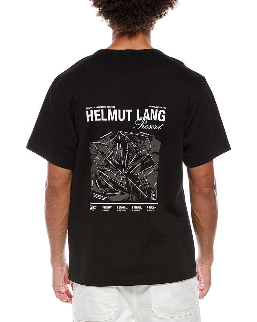 Helmut Lang Black Ski Map T-Shirt for men
