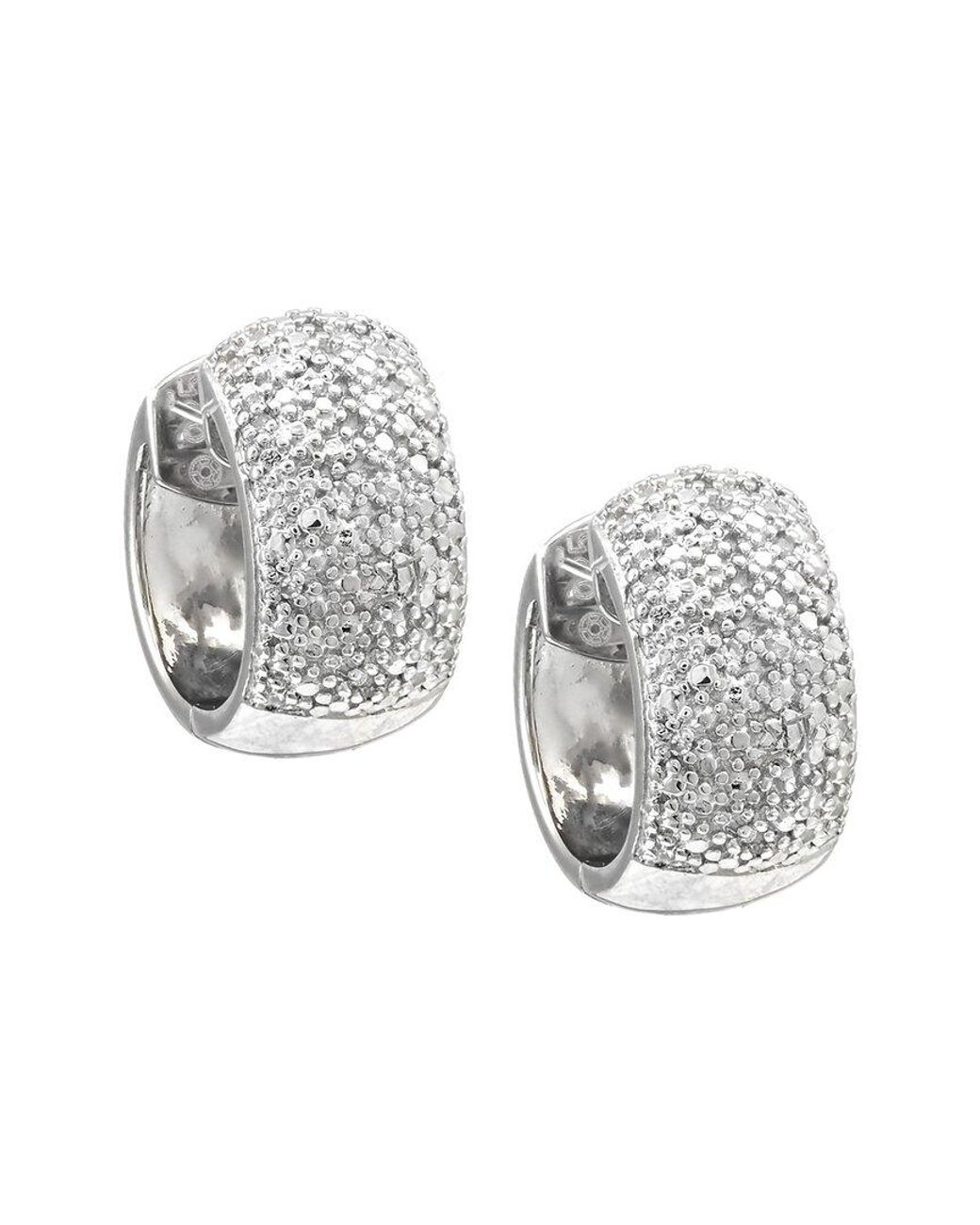Diamond Select Cuts Metallic Silver 0.07 Ct. Tw. Diamond Small Hug Hoops