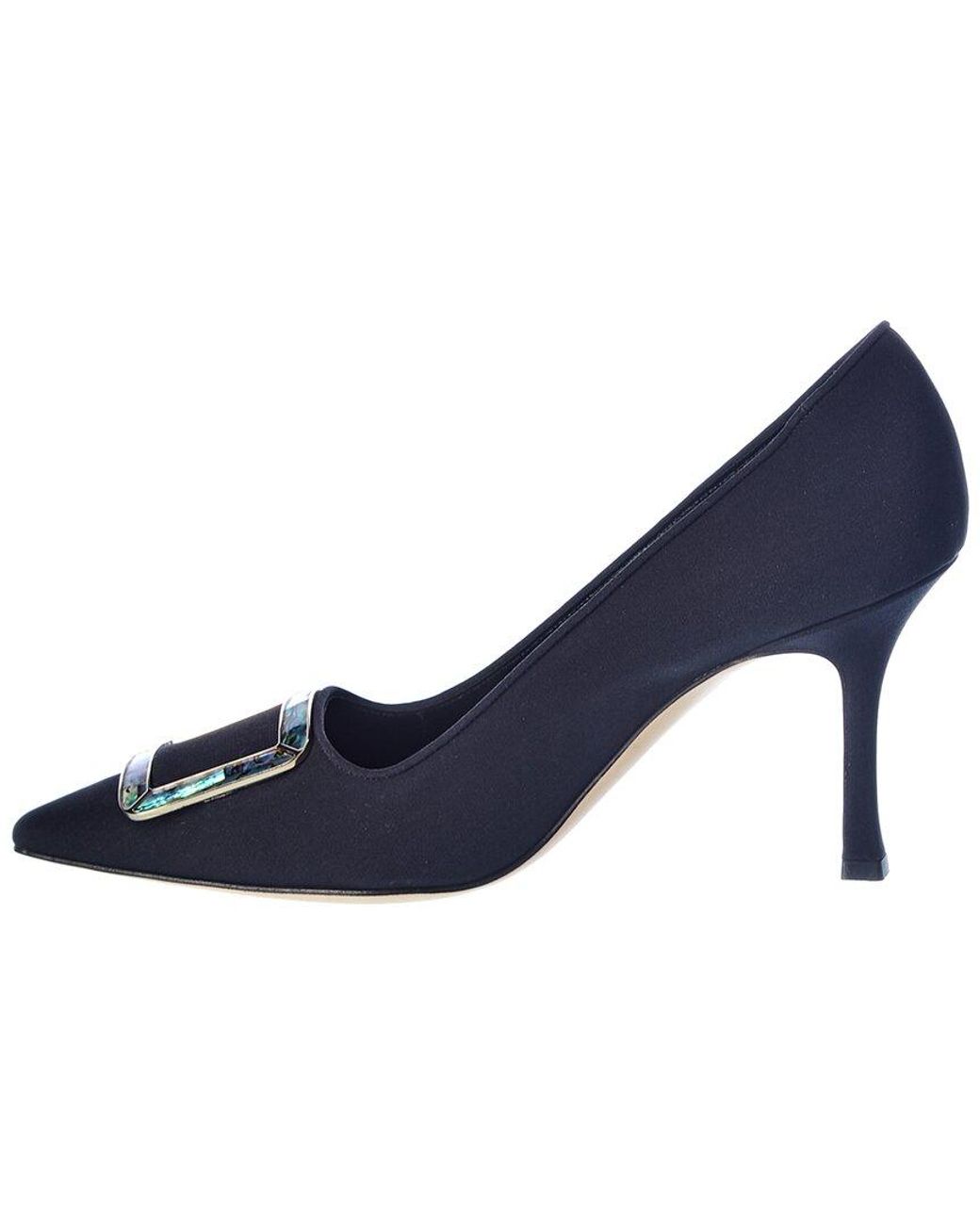 Manolo Blahnik Blue Maysale 90 Silk Pump