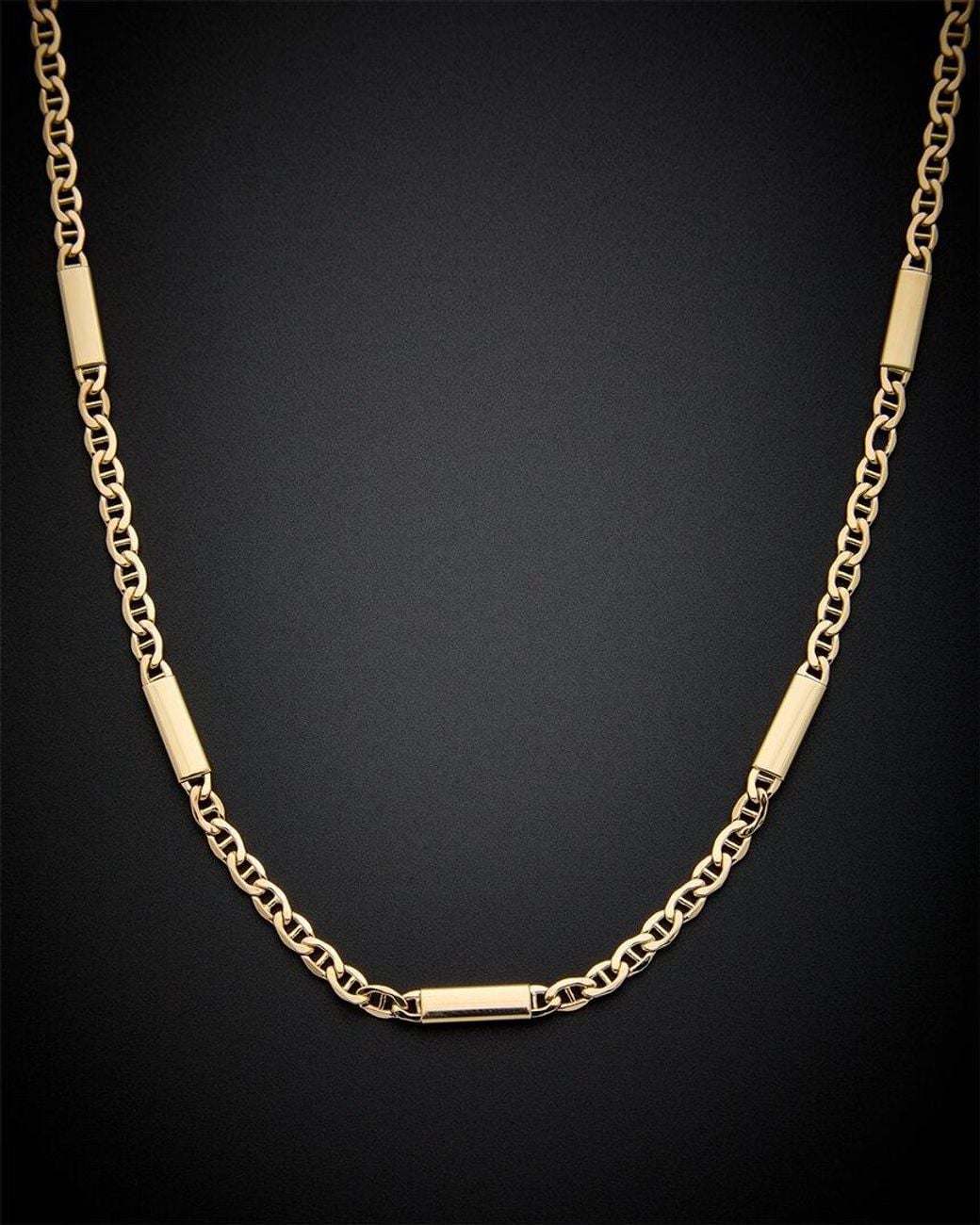 Italian Gold Black 14k Mariner Link Necklace