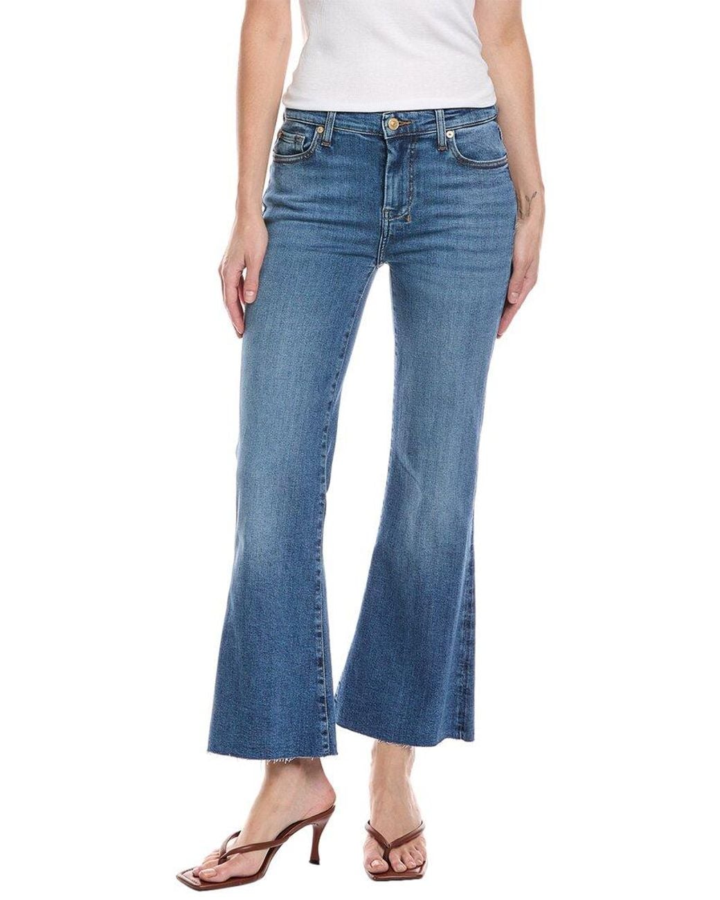 7 For All Mankind Blue Slim Illusion Cropped Dojo Yuma Jean