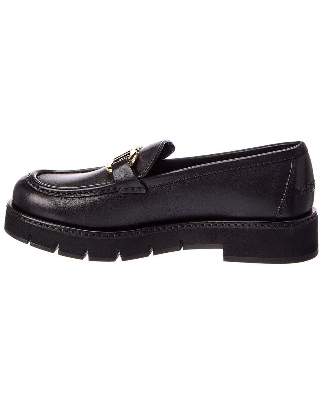 Ferragamo Black Maryan Lug Leather Loafer
