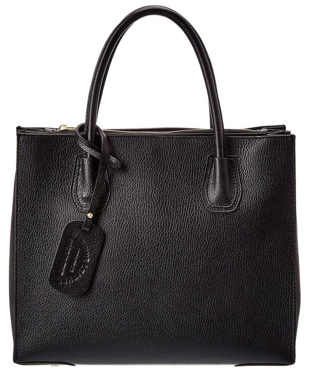 Italian Leather Black Top Handle Tote