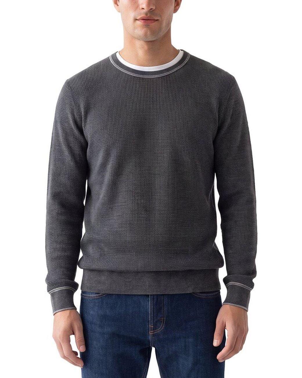 Raffi Blue Wool-Blend Waffle Shirt for men