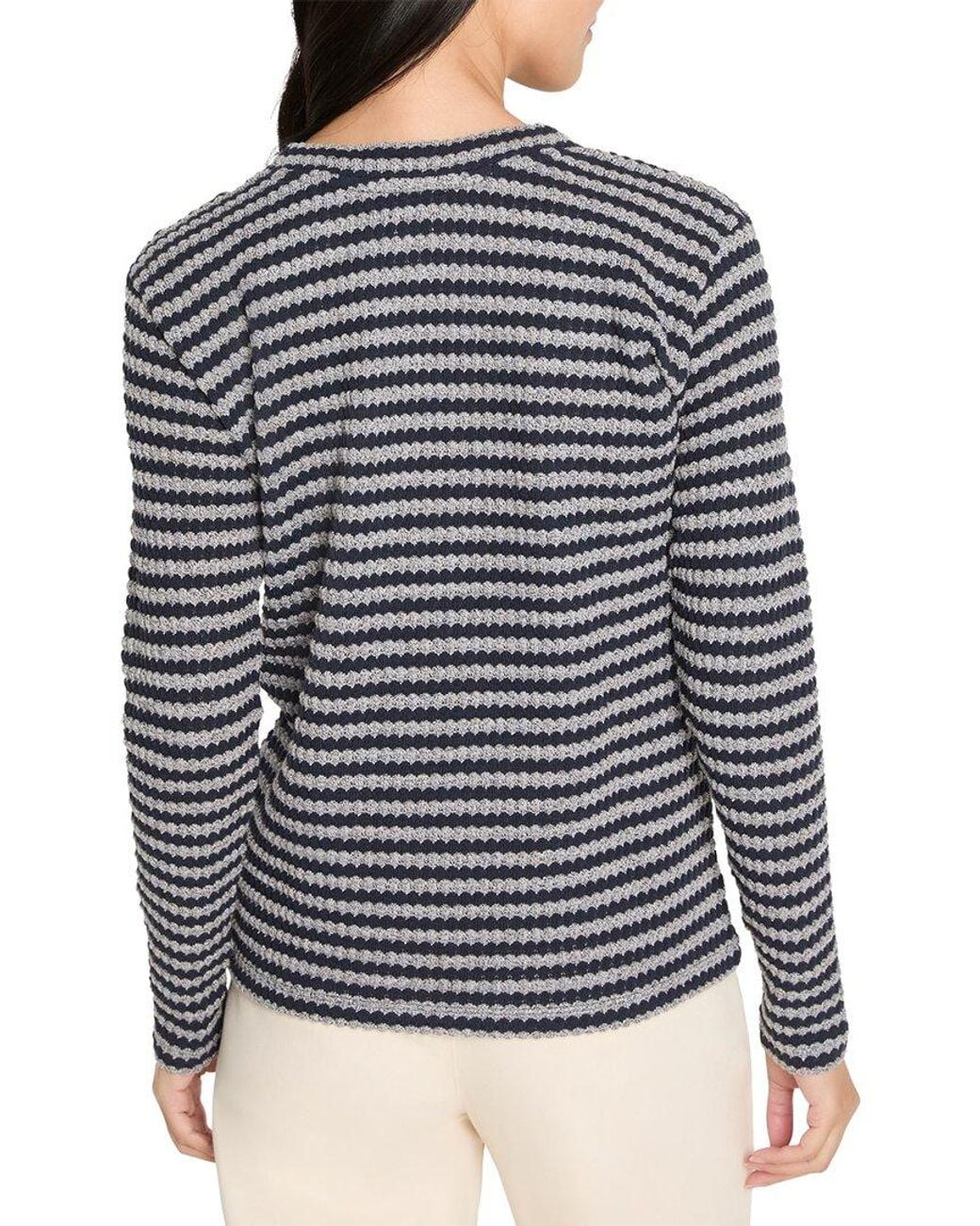 NIC+ZOE Multicolor Petite Texture Stripe Button Shoulder Top