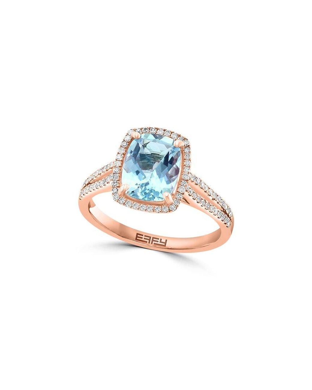 Effy Fine Jewelry Blue 14K Rose 2.24 Ct. Tw. Diamond & Aquamarine Ring