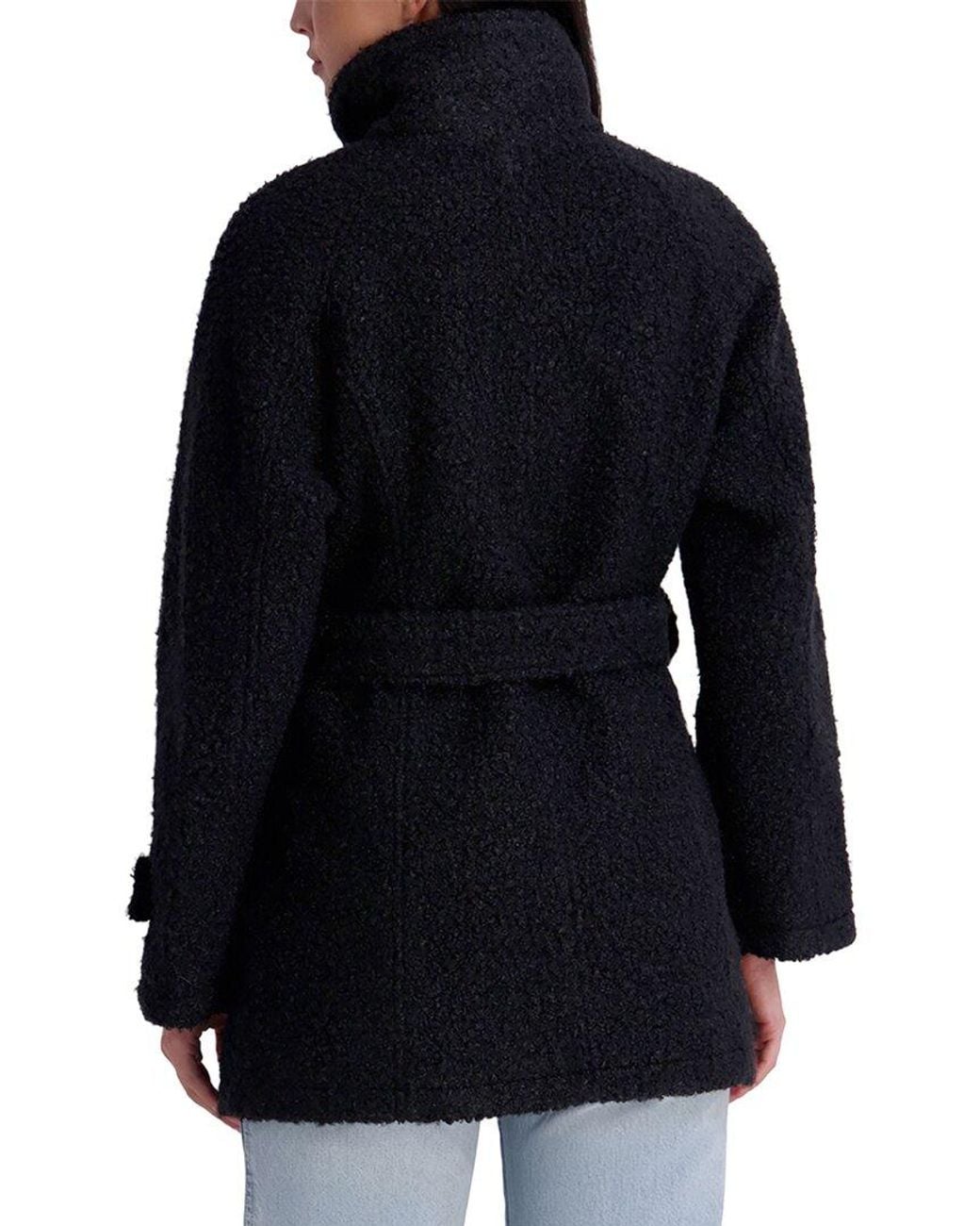 Kensie Blue Textured Boucle Coat