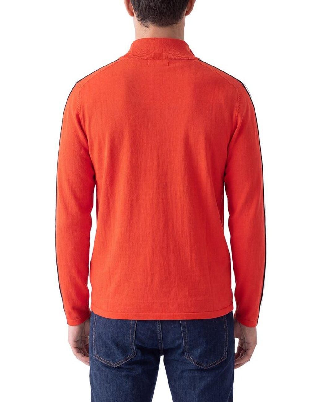 N.Peal Cashmere Red Stripe 1/2-Zip Cashmere-Blend Mock Neck Sweater for men