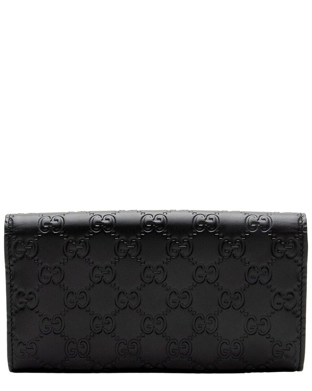 Gucci Black Ssima Leather Interlocking G Continental Wallet (Authentic Pre-Loved)
