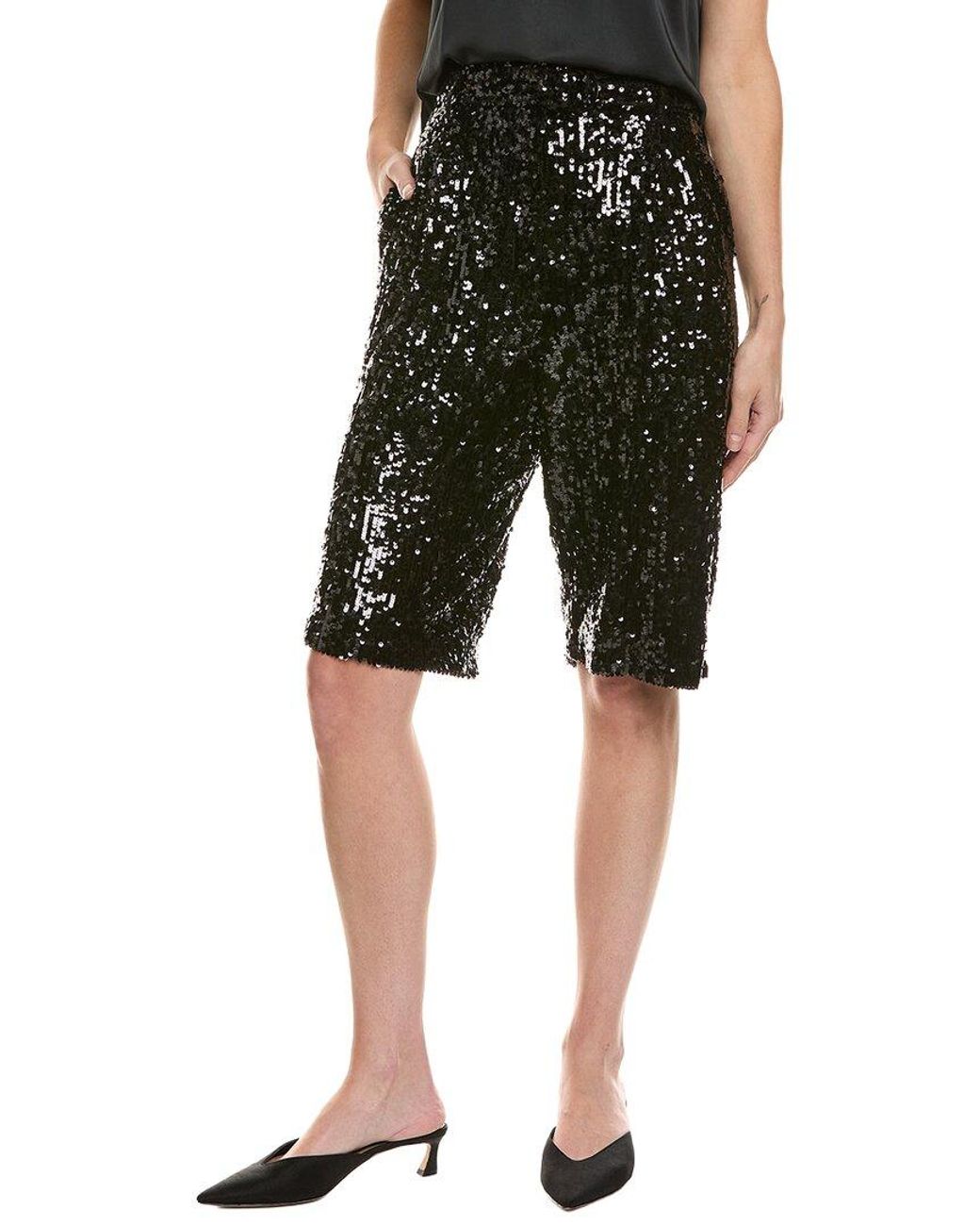 LAPOINTE Green Sequin High-Waist Short