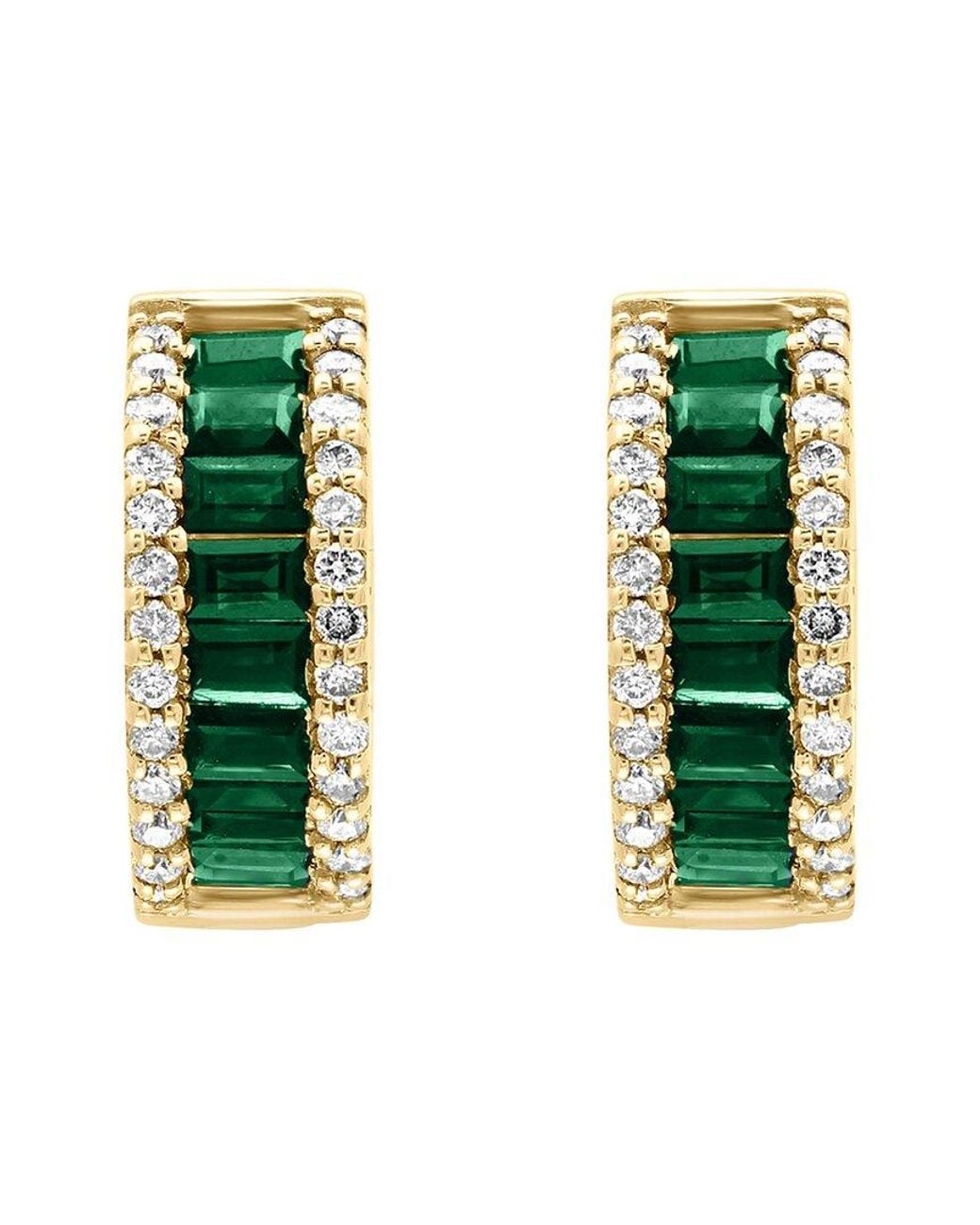 Effy Fine Jewelry Green 14K 1.49 Ct. Tw. Diamond & Emerald Earrings