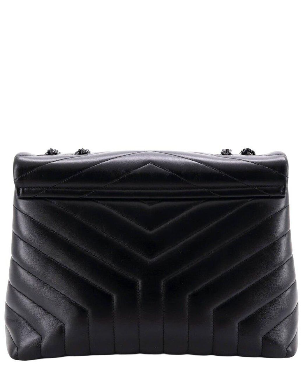 Saint Laurent Black Matelasse Chevron Leather Loulou Shoulder Bag Medium (Authentic Pre-Loved)