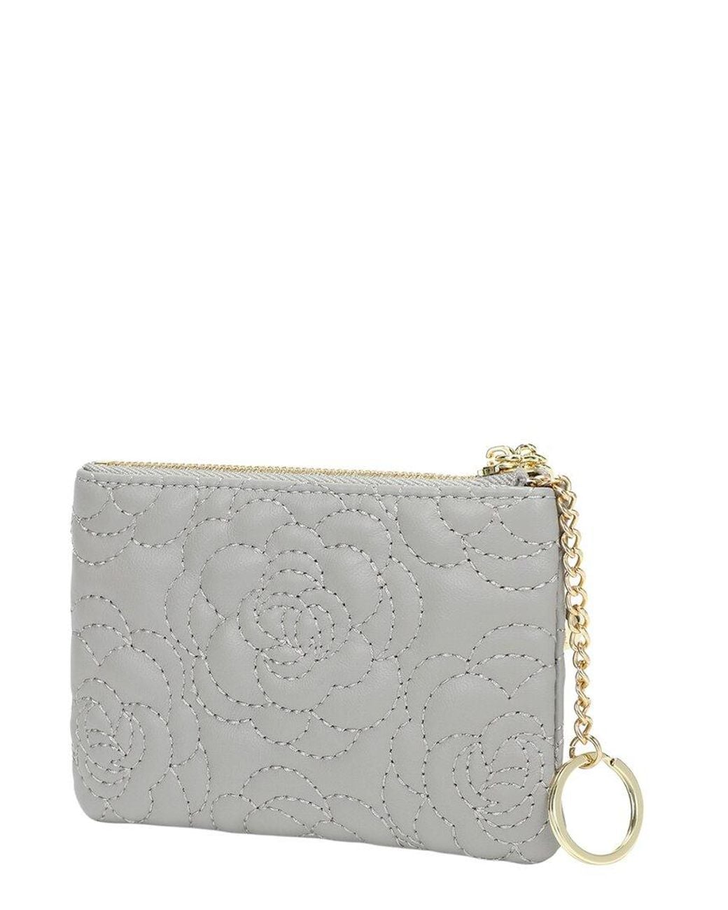 Tiffany & Fred Paris Gray Quilted Leather Coin Purse
