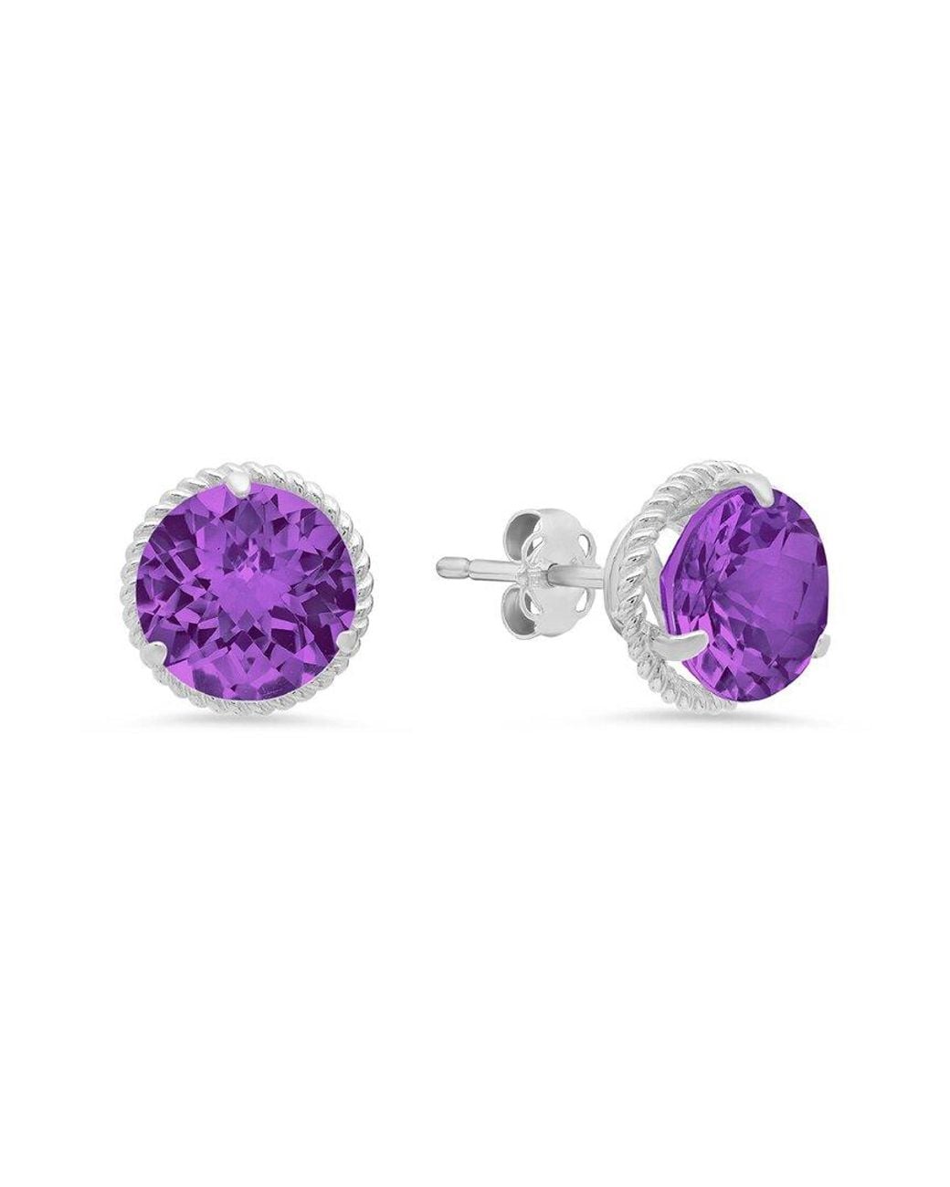 MaxColor Purple 14k 2.60 Ct. Tw. Amethyst Halo Studs