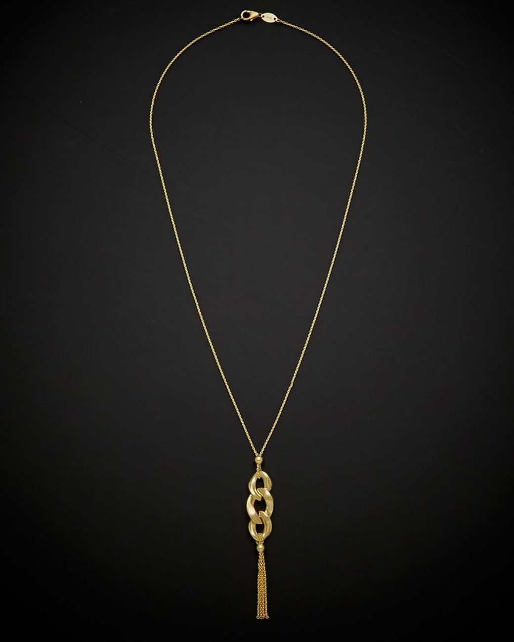 Italian Gold Black 14k Tassel Necklace