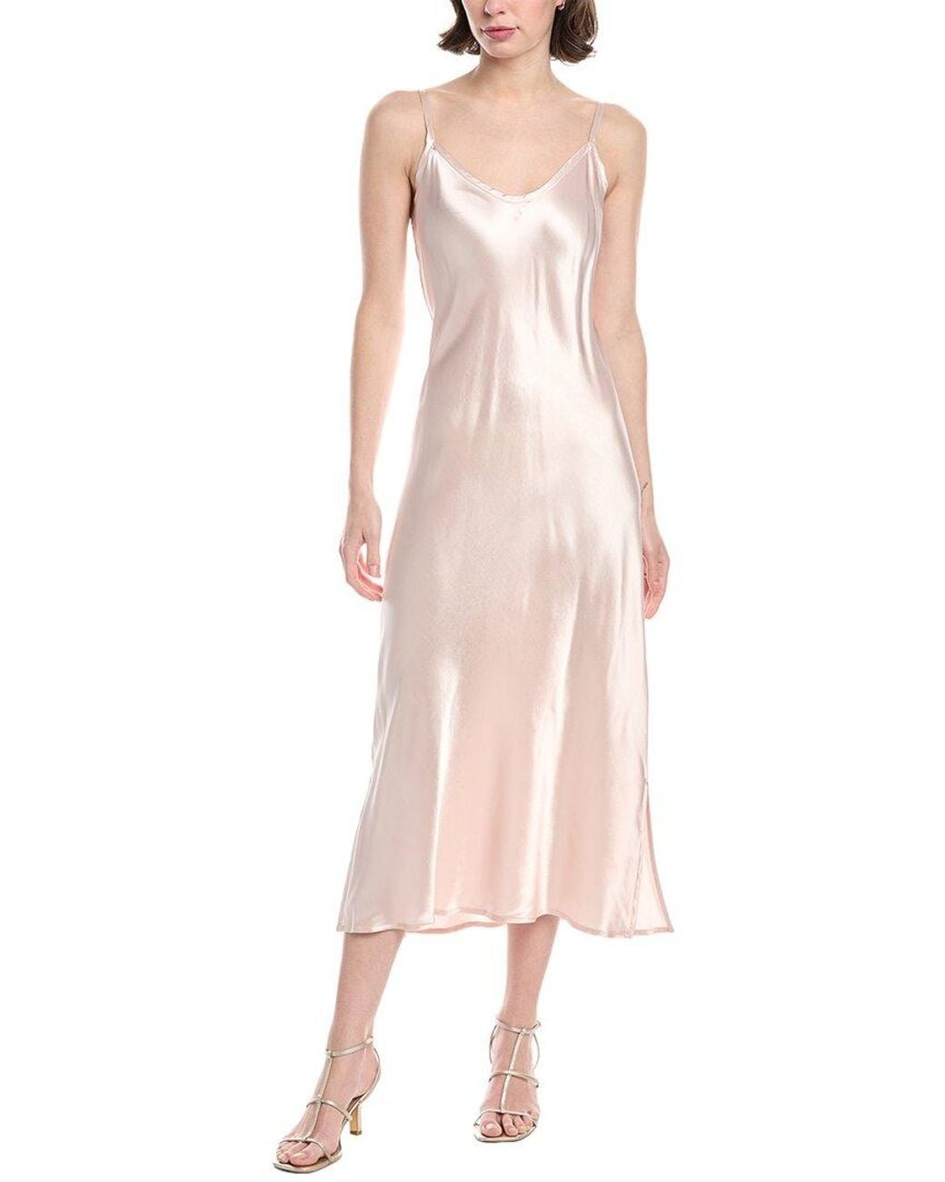 Enza Costa Pink Solid Bias Cut Satin Maxi Dress