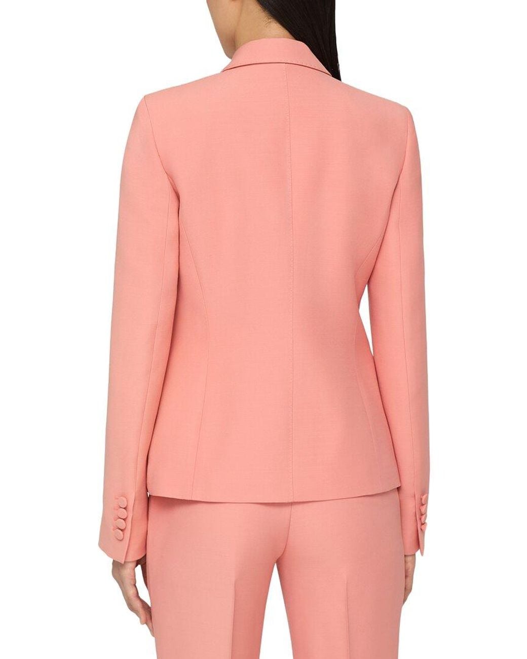 Lafayette 148 New York Pink Plus Three Button Wool & Silk-Blend Academy Blazer
