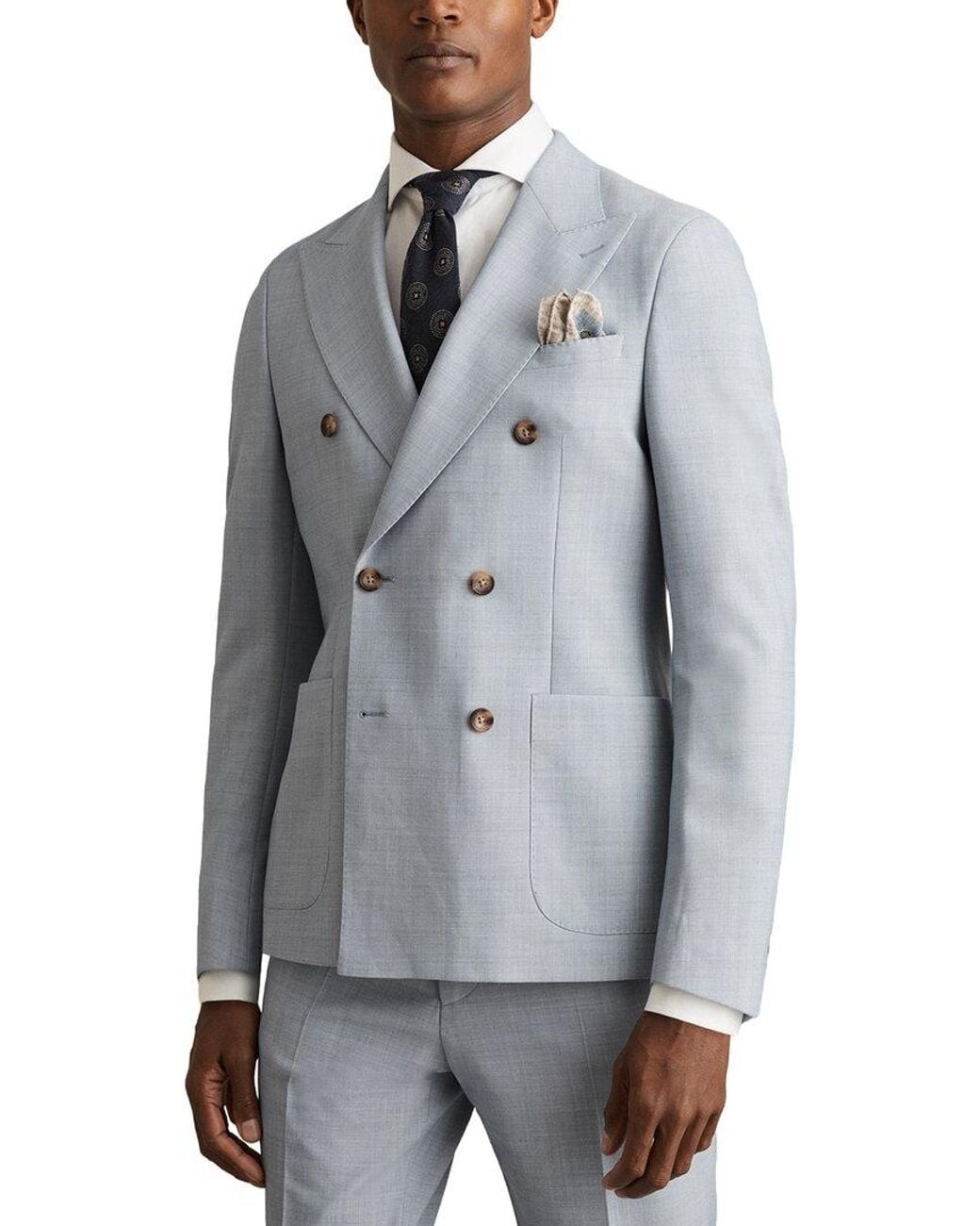 Reiss Gray Belmont Peak Textured Wool-Blend Formal Jacket for men