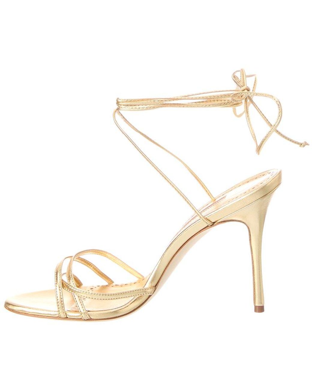 Manolo Blahnik Metallic Leva 100 Leather Sandal