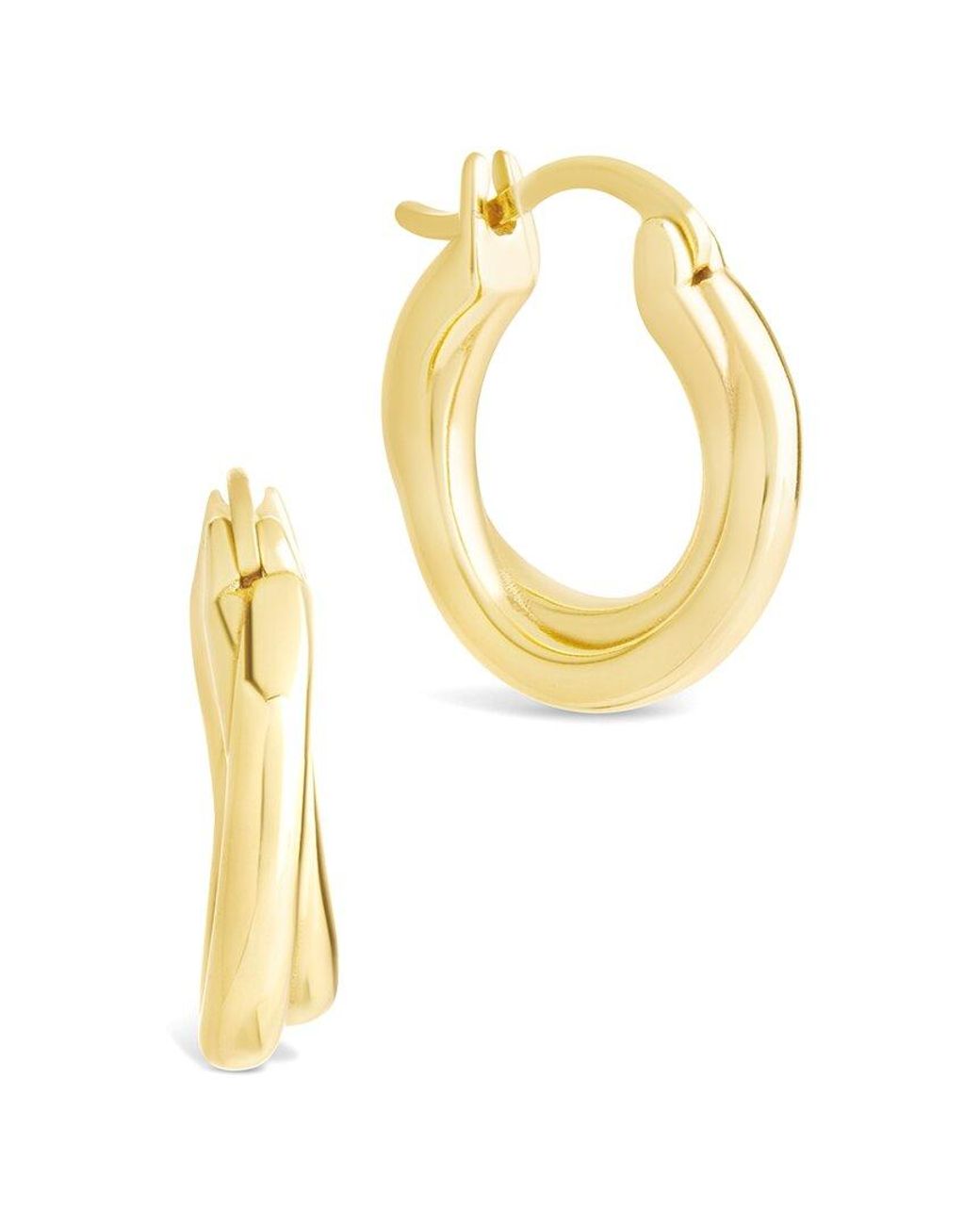 Sterling Forever Metallic 14k Over Silver Janice Twisted Hoop Earrings