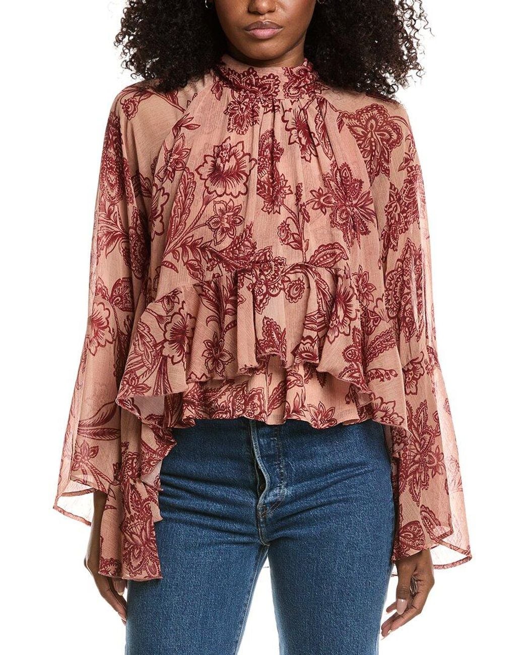 Avec Les Filles Red Printed Blouse