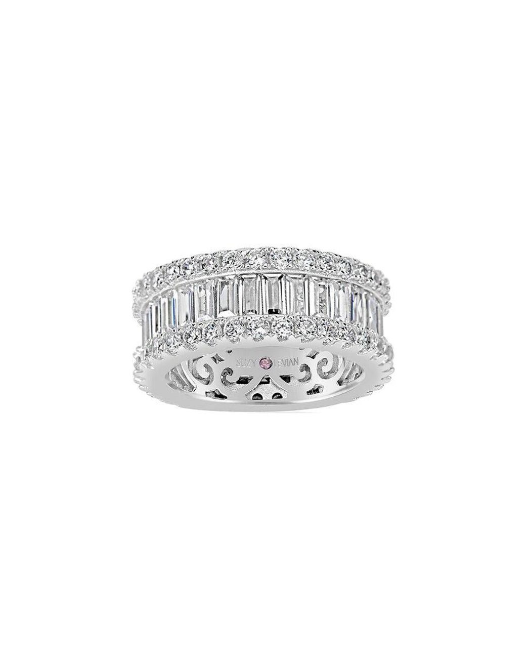 Suzy Levian White Silver Cz Eternity Ring