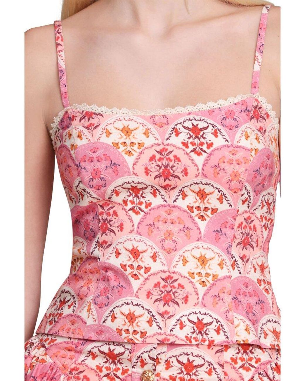 Avec Les Filles Pink Peplum Linen-Blend Tank Top