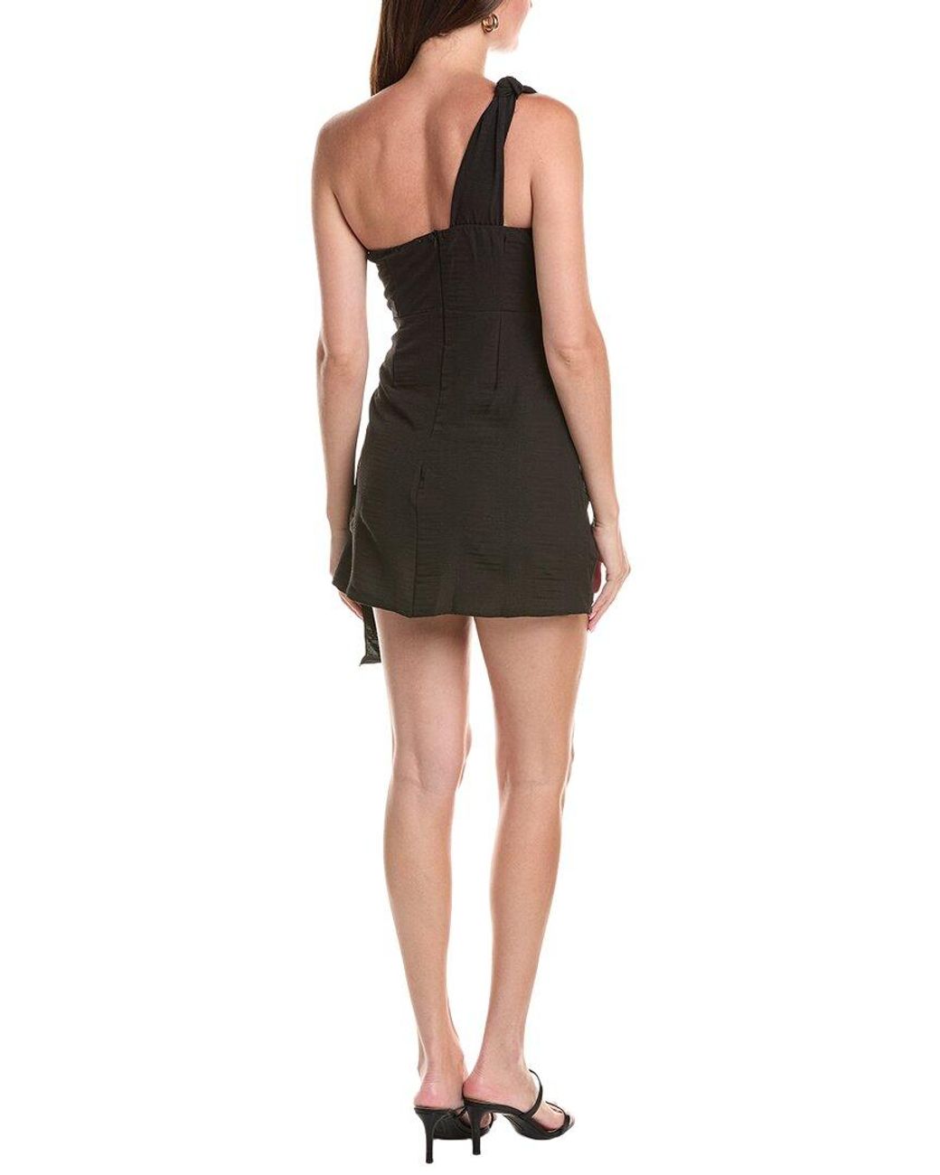 IPPONELLI Black Solid One Shoulder Mini Dress