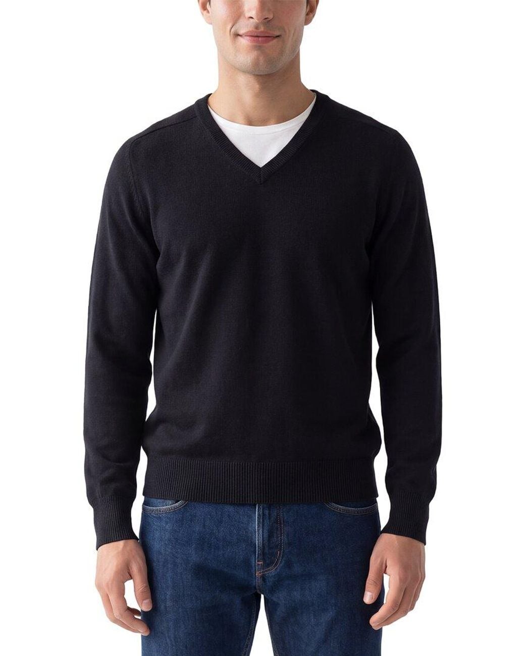 N.Peal Cashmere Blue The Mayfair 100% Cashmere V-Neck Sweater for men
