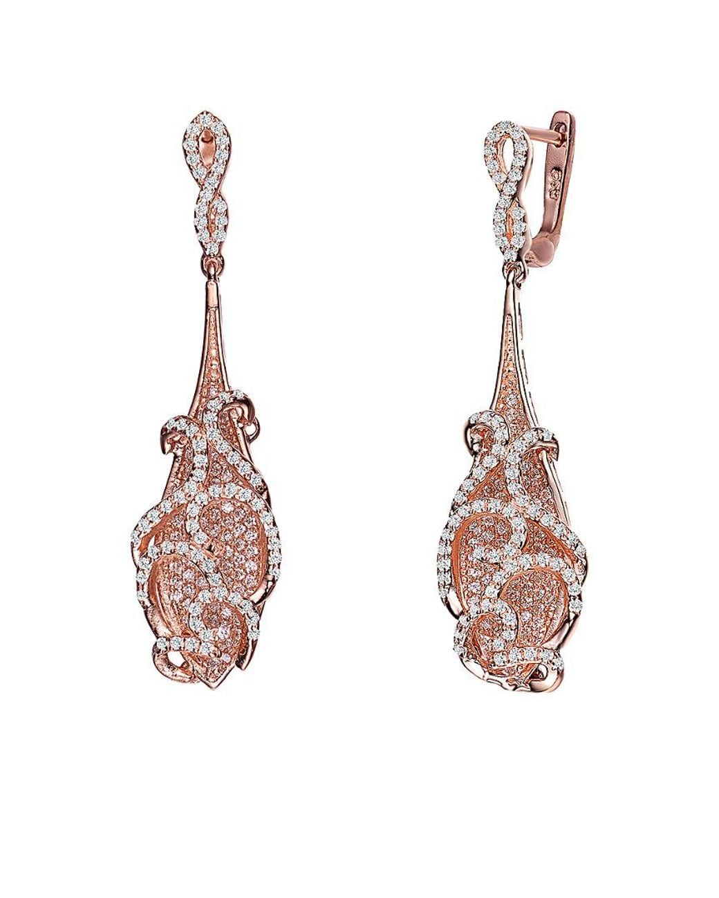 Genevive Jewelry Pink 14k Rose Gold Vermeil Drop Earrings