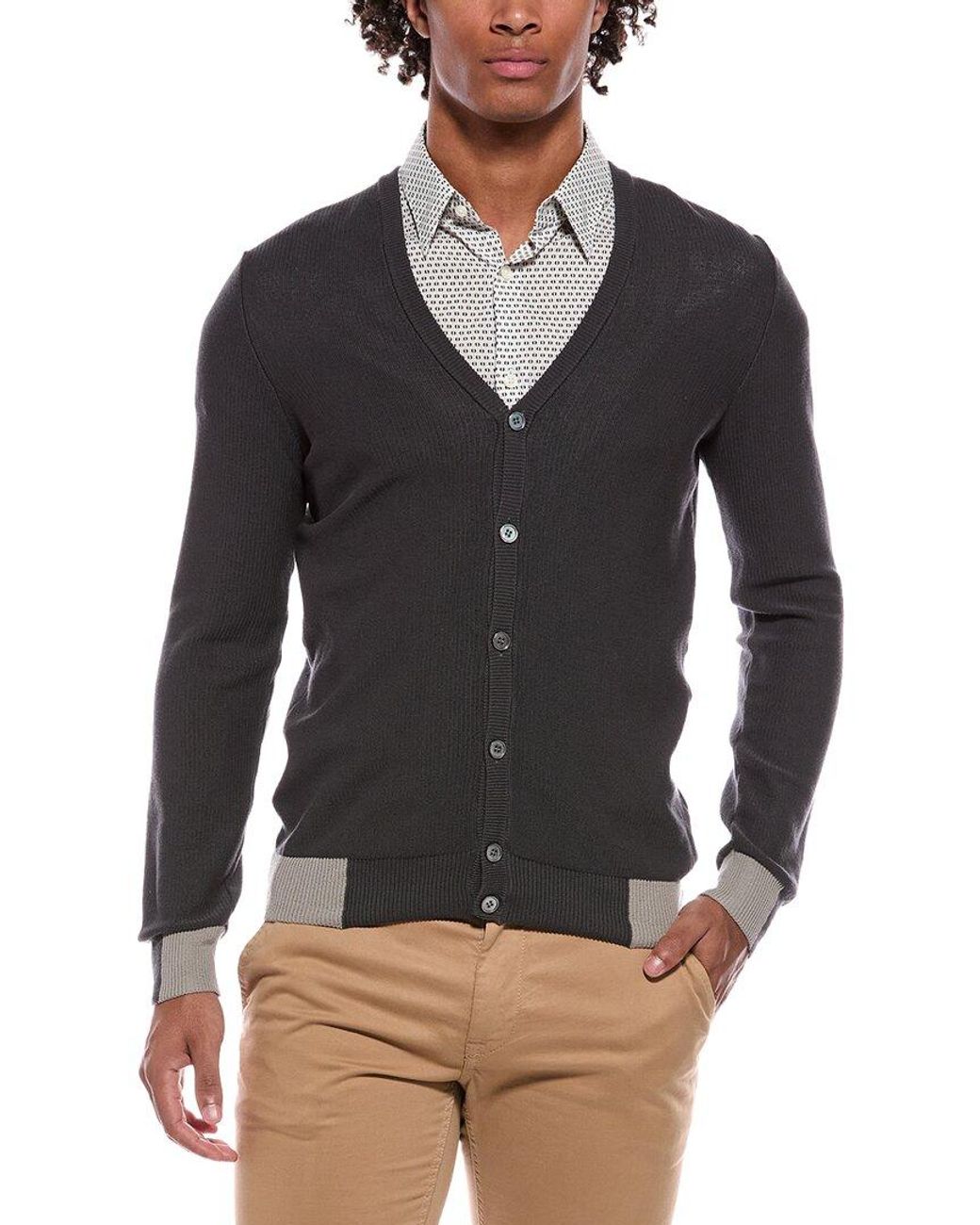Slowear Black Zanone Wool Cardigan for men
