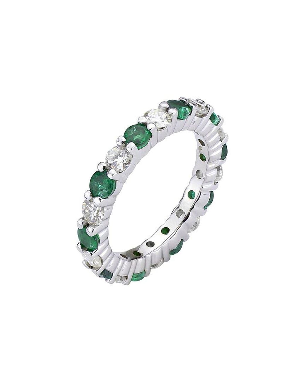 LEVARON White 14K 2.00 Ct. Tw. Diamond & Emerald Eternity Ring